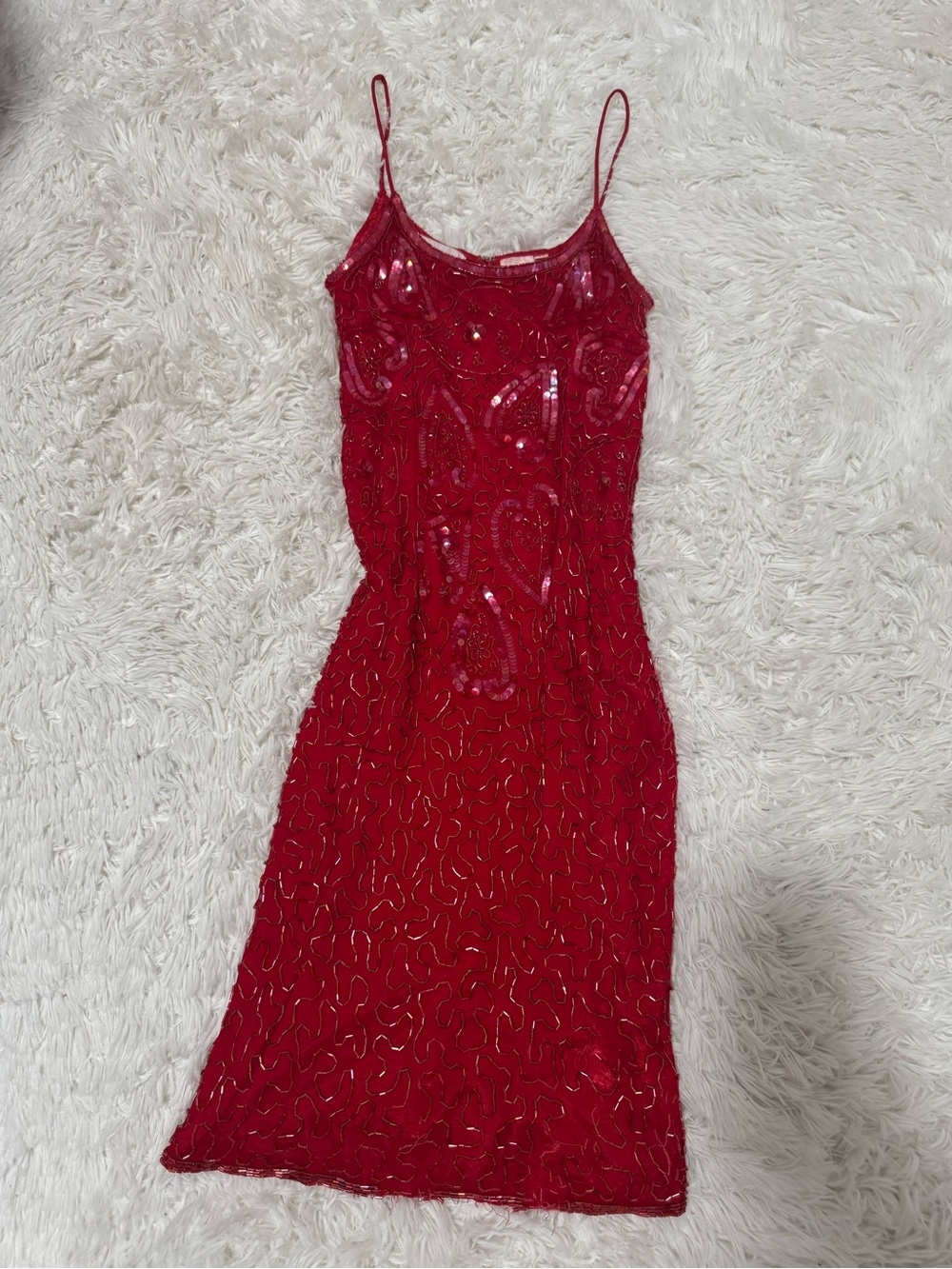 Vintage silk red beaded dress